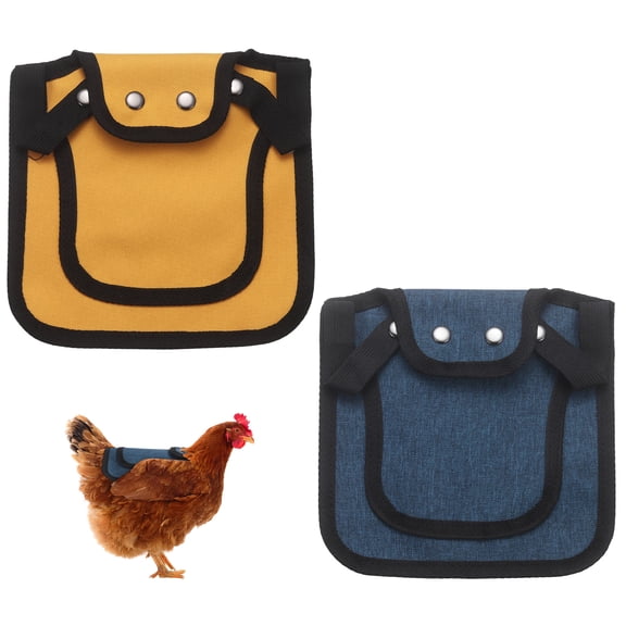 Uxcell 2-Pack Chicken Saddle for Hens, 9.8 Inch Canvas Chicken Apron Back Protector with Adjustable Strap for Hens [Navy Blue/Yellow]