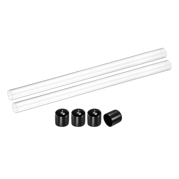 Uxcell 2 Pack Clear Rigid Acrylic Pipe, 26mm(1.02") ID x 30mm(1.18") OD 20" Round Polycarbonate Tube Plastic Tubing with Rubber Caps for Plumbing, Lighting, Aquarium, DIY Projects
