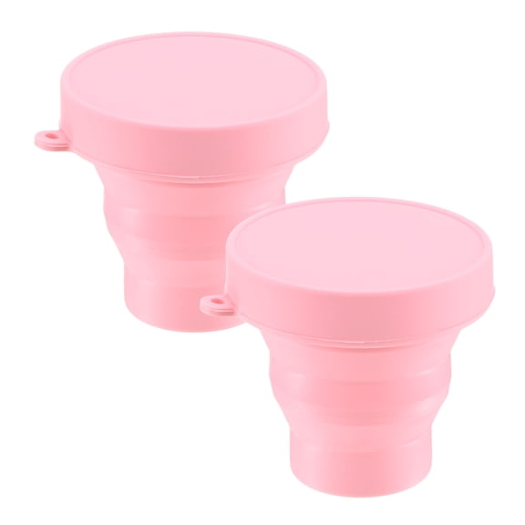 Uxcell 2 Pack Collapsible Travel Cup, 5.7oz(170ml) Silicone Portable Foldable Water Cup Bottle [Pink]