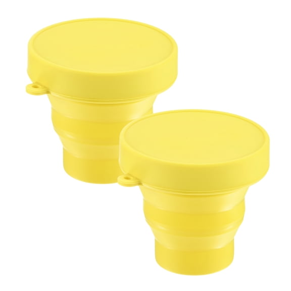 Uxcell 2 Pack Collapsible Travel Cup, 5.7oz(170ml) Silicone Portable Foldable Water Cup Bottle [Yellow]