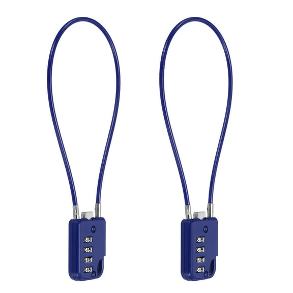Uxcell 2-Pack Combination Padlock, Zinc Alloy 4 Digit Password 12 In Cable Luggage Combo Lock Outdoor Keyless Lock [Blue]