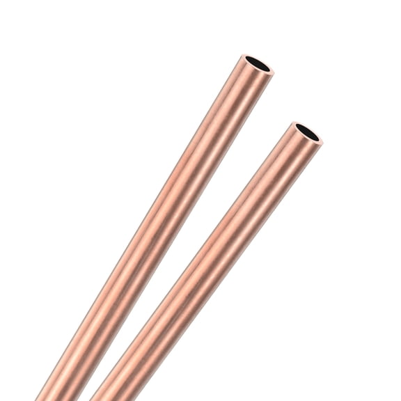 Uxcell 2-Pack Copper Round Tube, 6mm OD 0.5mm Thick 300mm Length Straight Pipe Tubing