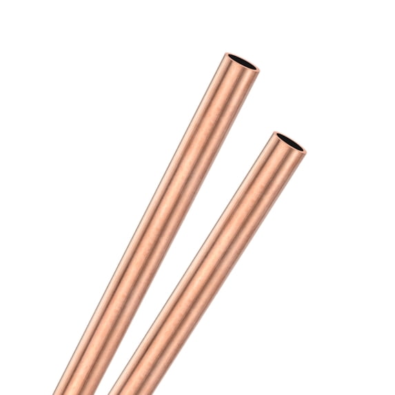 Uxcell 2-Pack Copper Round Tube, 9mm OD 1mm Thick 200mm Length Straight Pipe Tubing for Construction/Machining/DIY Crafting, Metal Straight Pipe