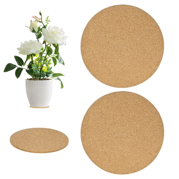 Uxcell 2-Pack Cork Plant Coasters, 3.9 Inch Cork Plant Mats for Garden/Patio/Office/Kitchen/Courtyard [Wood Color]
