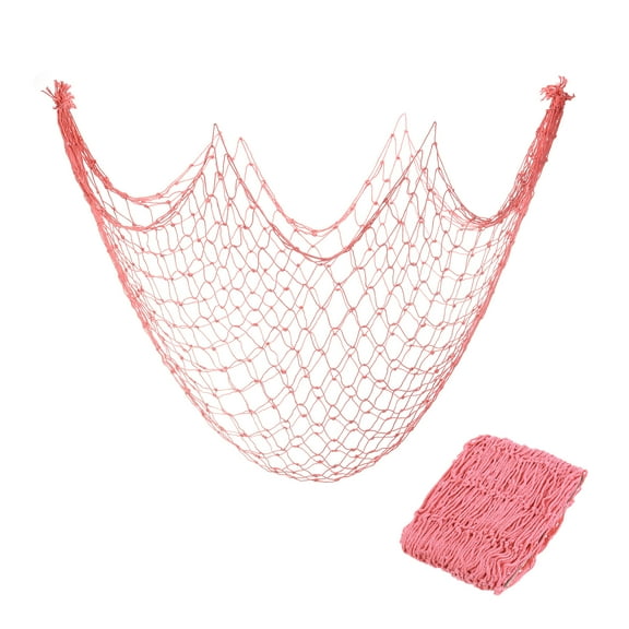 Uxcell 2 Pack Decorative Fishing Net Decor, Red 80x40 Inch Picture Wall Photo Hanging Cotton Fish Net for Beach Party