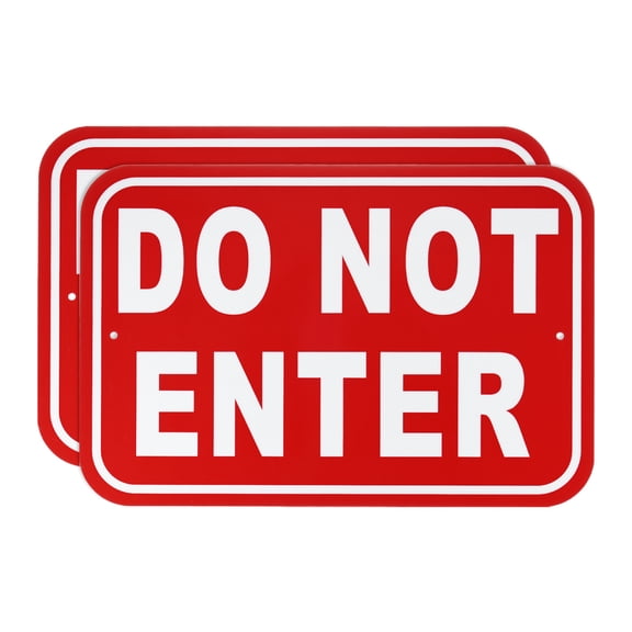 Uxcell 2-Pack Do Not Enter Sign, 12 x 8 Inch Aluminum Sign for Courtyard/Supermarket [Red]