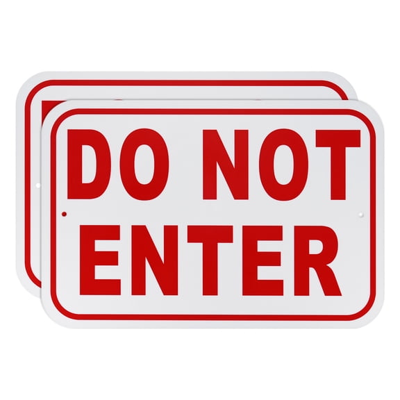 Uxcell 2-Pack Do Not Enter Sign, 12 x 8 Inch Aluminum Sign for Courtyard/Supermarket [White]