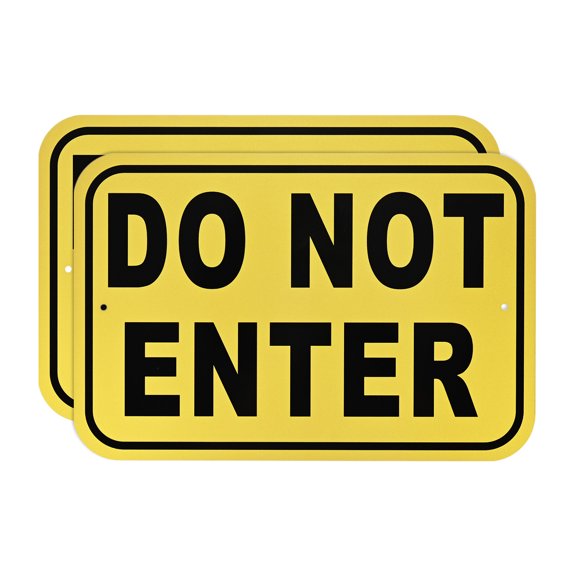 Uxcell 2-Pack Do Not Enter Sign, 12 x 8 Inch Aluminum Sign for Courtyard/Supermarket [Yellow]