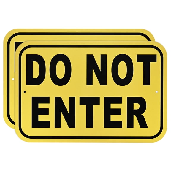 Uxcell 2-Pack Do Not Enter Sign, 14 x 10 Inch Aluminum Sign for Courtyard/Supermarket [Yellow]