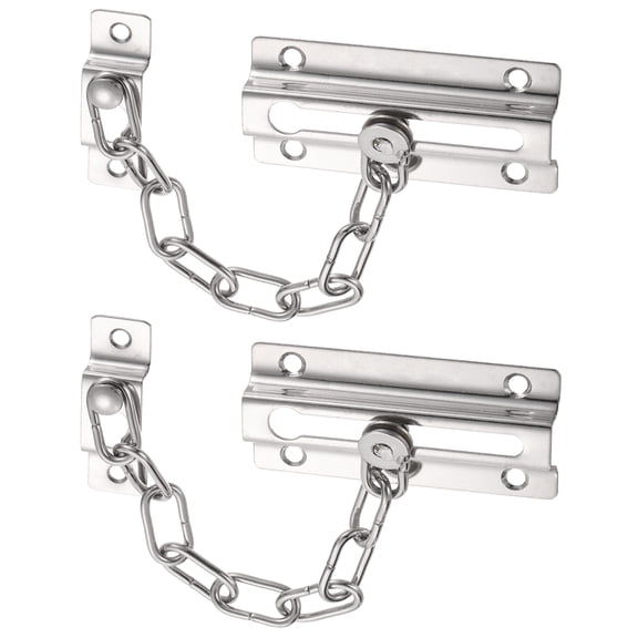 Uxcell 2-Pack Door Chain Lock, Premium Security Door Chain Guard Square Stainless Steel for Inside Door[Silver]