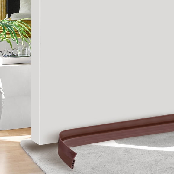 Uxcell 2 Pack Door Draft Stopper, 3.3FT Silicone Under Door Strips Weather Door Seal Strong Adhesive Insulator, Brown(2 Inch Wide)