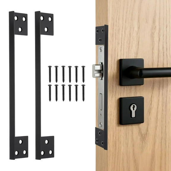 Uxcell 2 Pack Door Latch Guard Plates, 7" Stainless Steel Door Latch Shield Doors Security Protector Shield with Screws for Doors Lock Deadbolt, Black