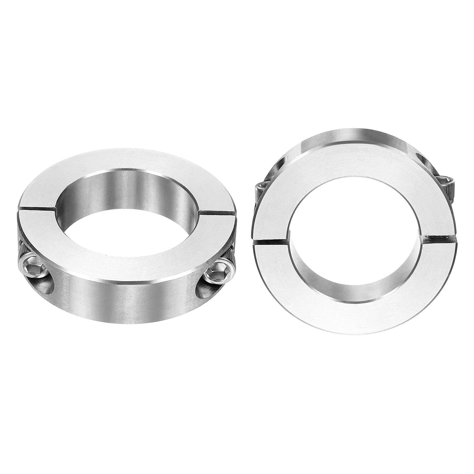 Uxcell 2 Pack Double Split Shaft Collar 1-1/4" Bore, Two Piece Clamping Collar 2-1/16" OD 1/2" Thickness, 303 Stainless Steel Set Screw Split Collar