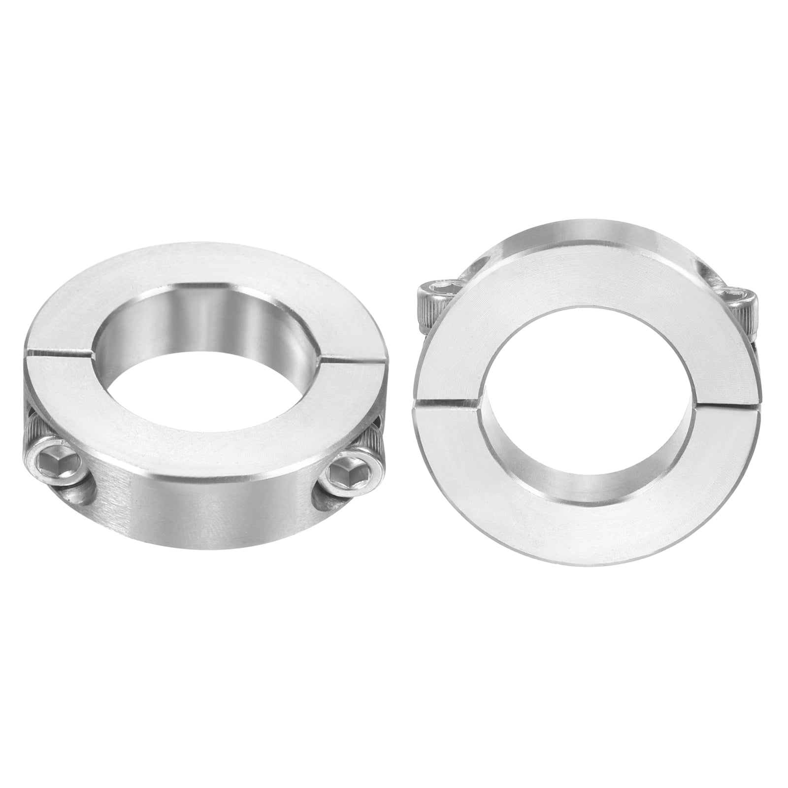 Uxcell 2 Pack Double Split Shaft Collar 1-1/8" Bore, Two Piece Clamping Collar 1-7/8" OD 1/2" Thickness, 303 Stainless Steel Set Screw Split Collar