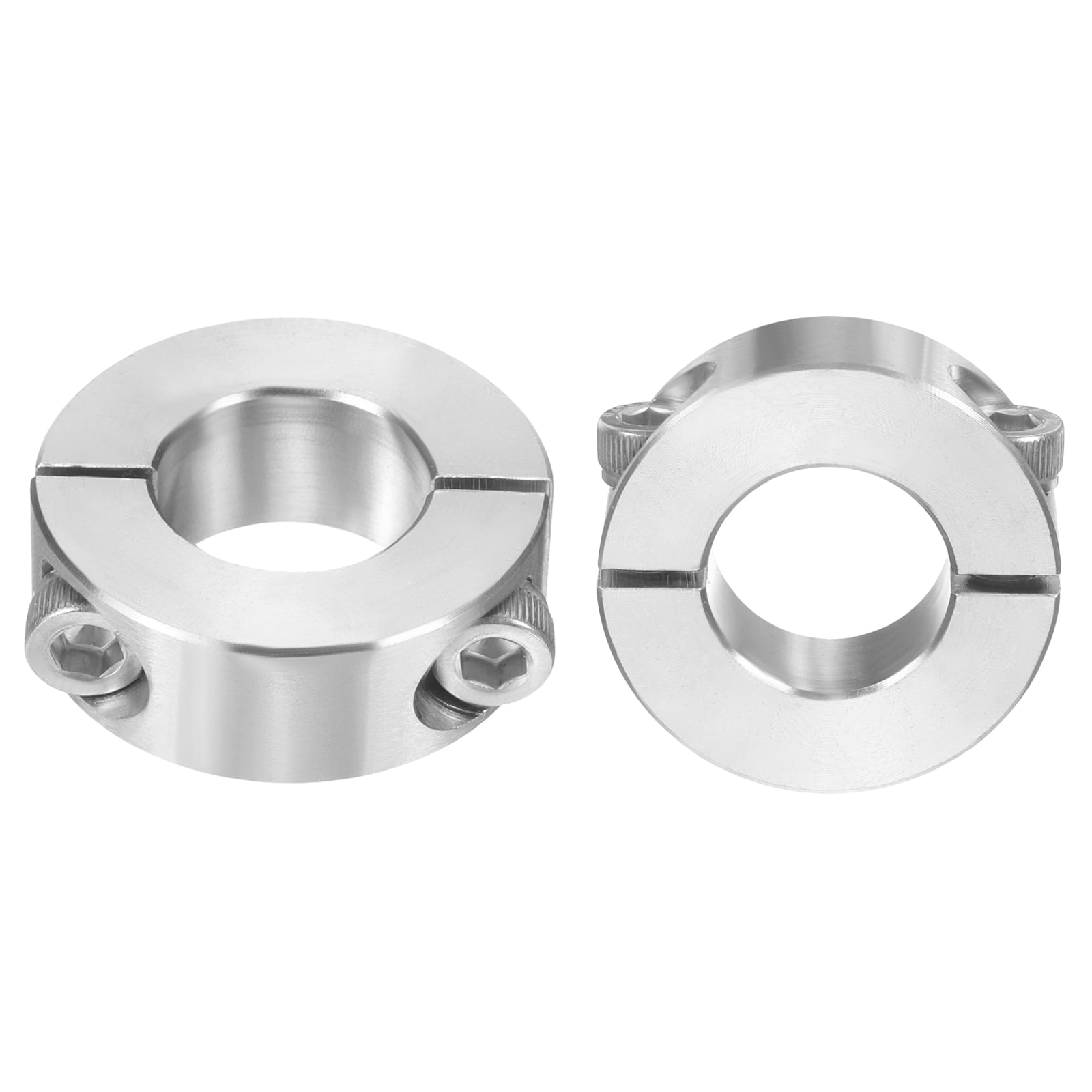 Uxcell 2 Pack Double Split Shaft Collar 22mm Bore, Two Piece Clamping Collar 42mm OD 15mm Thickness, 304 Stainless Steel Set Screw Split Collar