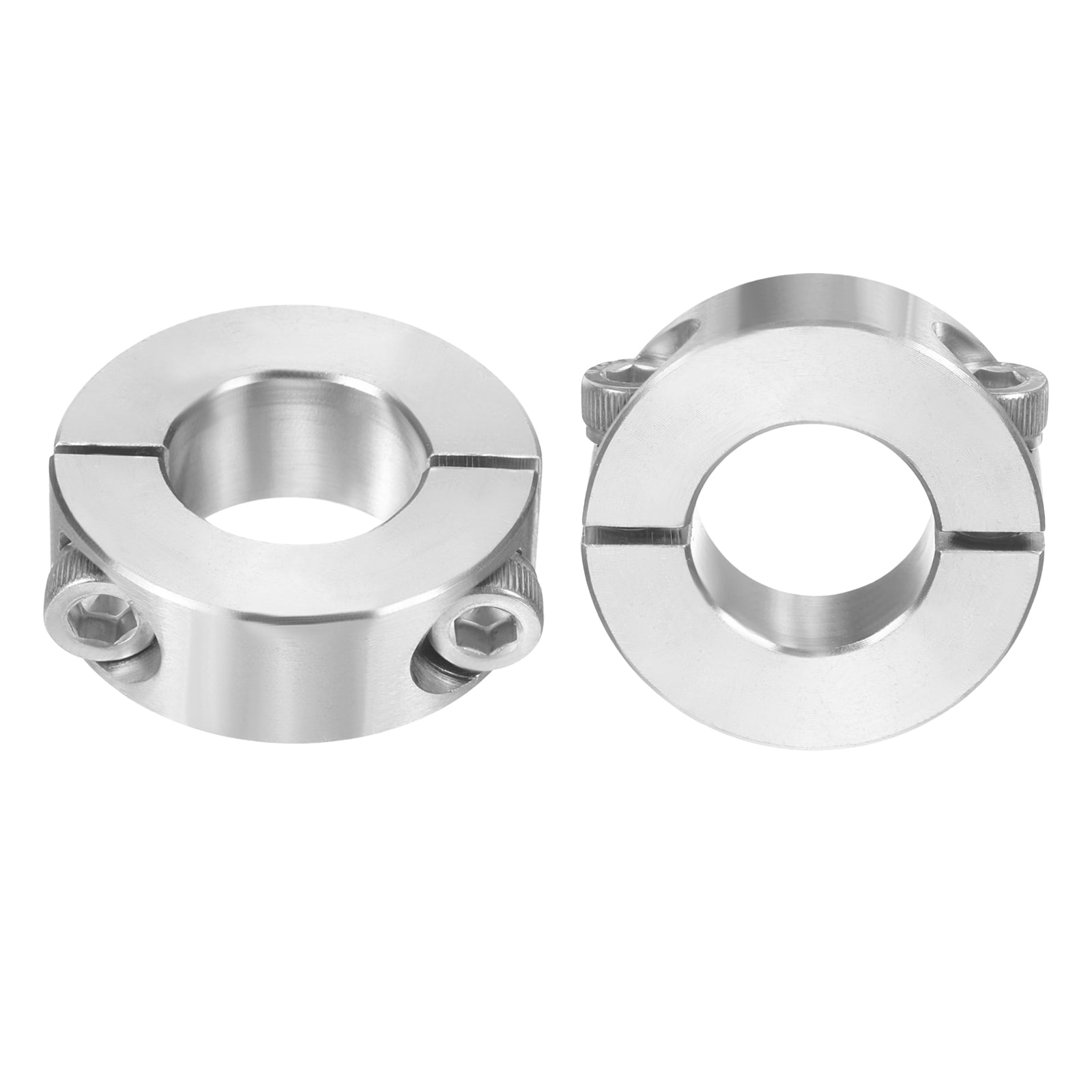 Uxcell 2 Pack Double Split Shaft Collar 25mm Bore, Two Piece Clamping Collar 45mm OD 15mm Thickness, 304 Stainless Steel Set Screw Split Collar