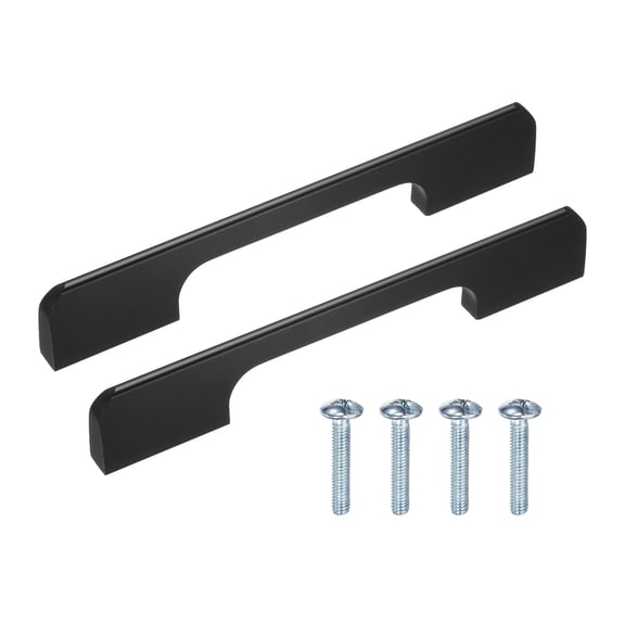 Uxcell 2 Pack Drawer Pulls, 5 Inch(128mm) Hole Spacing Square Kitchen Handles, Furniture Hardware Handles for Bathroom Dresser, Cupboard and Wardrobe, Matte Black