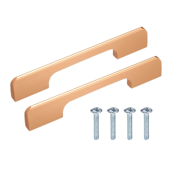 Uxcell 2 Pack Drawer Pulls, 5 Inch(128mm) Hole Spacing Square Kitchen Handles, Furniture Hardware Handles for Bathroom Dresser, Cupboard and Wardrobe, Matte Gold