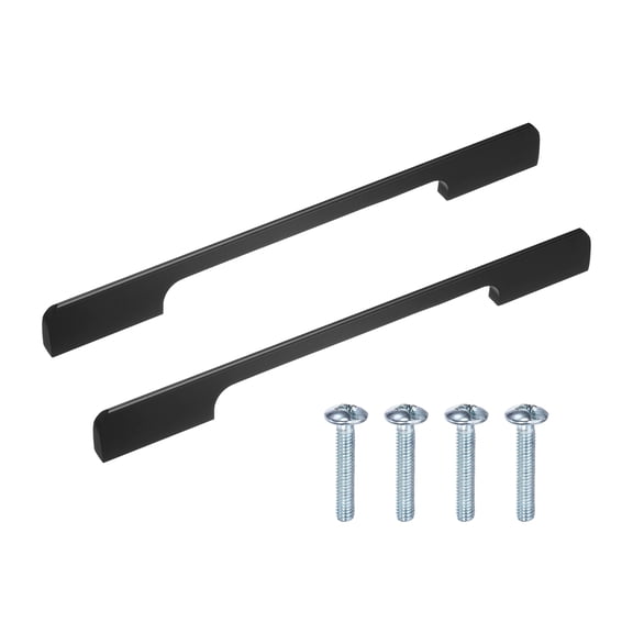 Uxcell 2 Pack Drawer Pulls, 9 Inch(224mm) Hole Spacing Square Kitchen Handles, Furniture Hardware Handles for Bathroom Dresser, Cupboard and Wardrobe, Matte Black