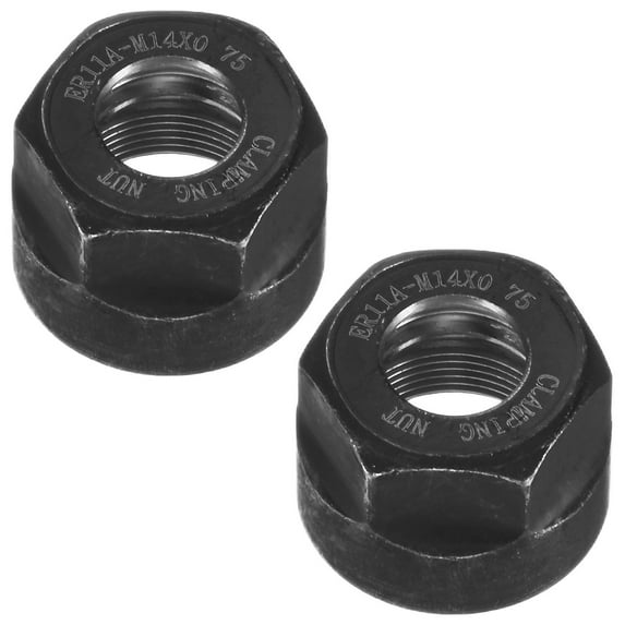Uxcell 2-Pack ER11-A(M14) Collet Clamping Nut, 40Cr Steel 0.3 Inch/8mm Hole Dia for ER Milling Chuck Holder