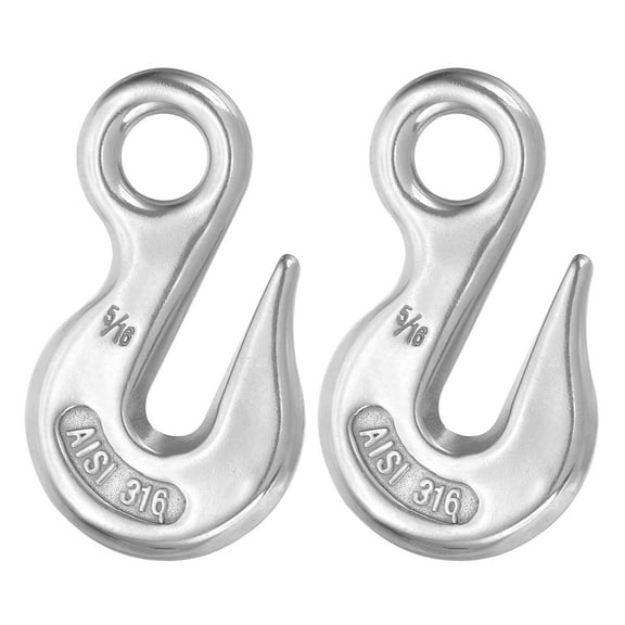 Uxcell 2 Pack Eye Grab Hook, 5/16" 316 Stainless Steel Chain Hooks, 1763 lbs Work Load Safety Chain Hooks Heavy Duty Lifting Hook Rigging Accessory for Truck Trailer Fishing Boat Crane