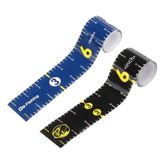 Uxcell 2 Pack Fishing Ruler, Self-Adhesive Fishing Ruler for Boat Waterproof Fish Tape Measure Sticker for Boat Kayak Net Cooler, Black/Blue