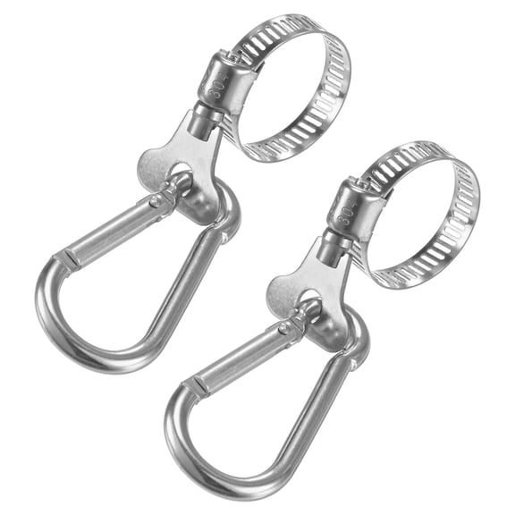 Uxcell FlagPole Ring Adjustable FlagPole Clip with FlagPole Clamp Silver 0.7-1.1 Inch 2pcs