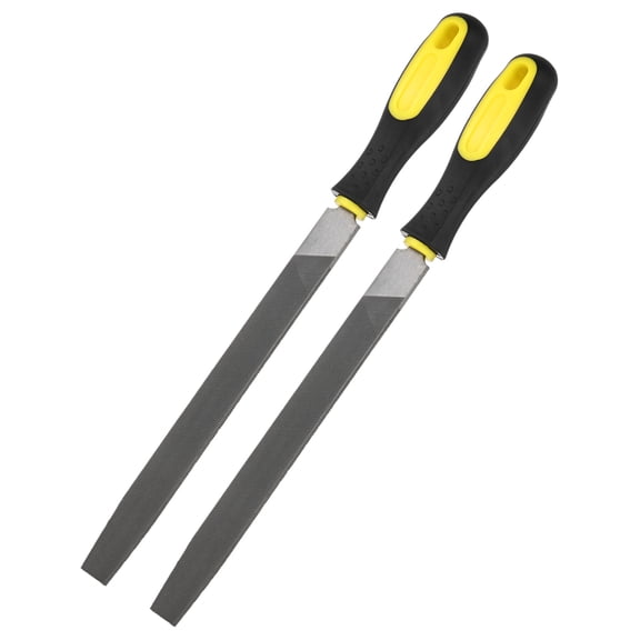 Uxcell 2-Pack Flat Metal File 12 Inch, High Carbon Steel File Hand W Handle