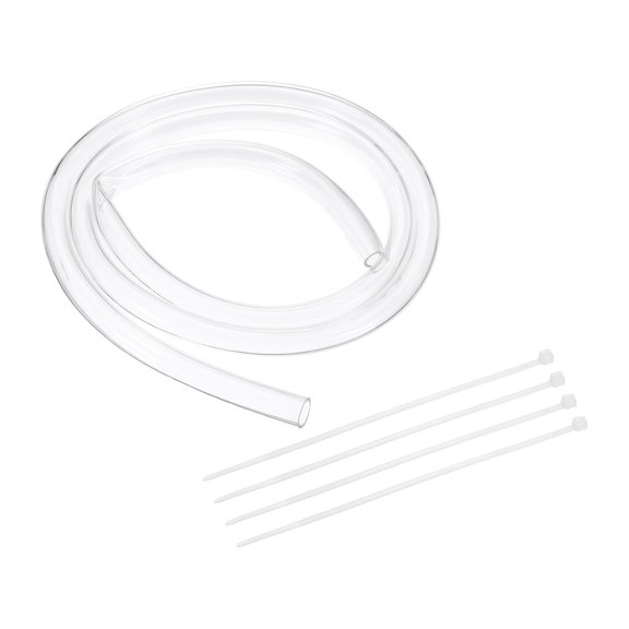Uxcell 2 Pack Flexible PVC Tubing, 19mm ID x 24mm OD - 6.6 Feet Long Clear Vinyl Water Pipe, Lightweight Plastic Hose Water Pipe with Zip Ties for Aquaponics, Air Hose, Irrigation