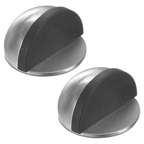 Uxcell 2-Pack Floor Mounted Door Stops, Stainless Steel Half Dome Floor Gate Stopper with Plastic Rubber Bumper [Silver Tone]