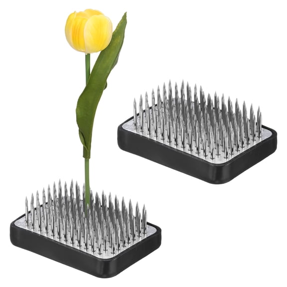 Uxcell 2-Pack Flower Frog 2.05" x 1.34" Rectangle Steel Flower W Rubber Base