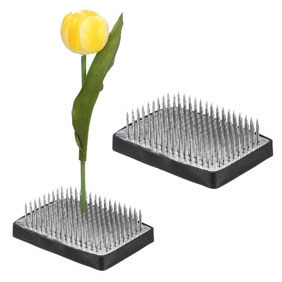 Uxcell 2-Pack Flower Frog 2.48" x 1.77" Rectangle Steel Flower W Rubber Base