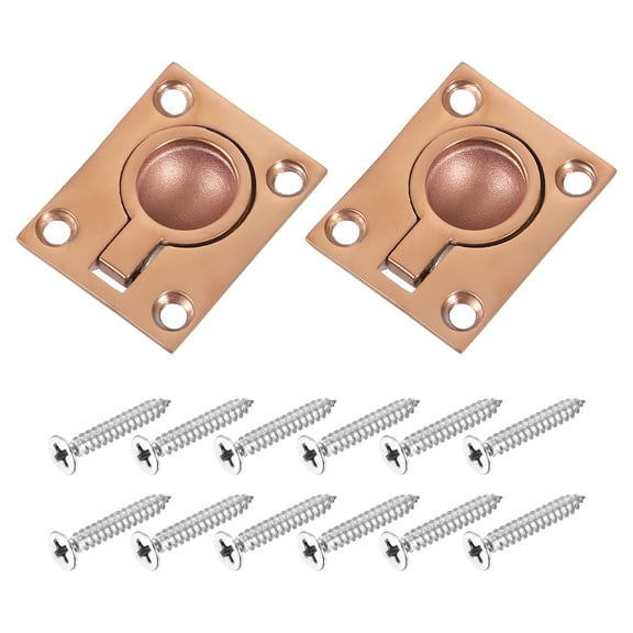 Uxcell 2 Pack Flush Ring Pull, 1.89" x 1.5" Stainless Steel Rectangle Recessed Door Pull with Screws, Bronze Tone