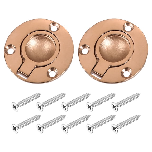 Uxcell 2 Pack Flush Ring Pull, 1.97" x 1.97" Stainless Steel Round Recessed Door Pull with Screws, Bronze Tone