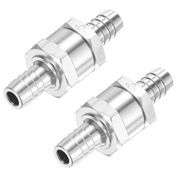 Uxcell 2 Pcs 3/8" Fuel Oil Check Valve for Petrol Diesel One-Way Valves Silver