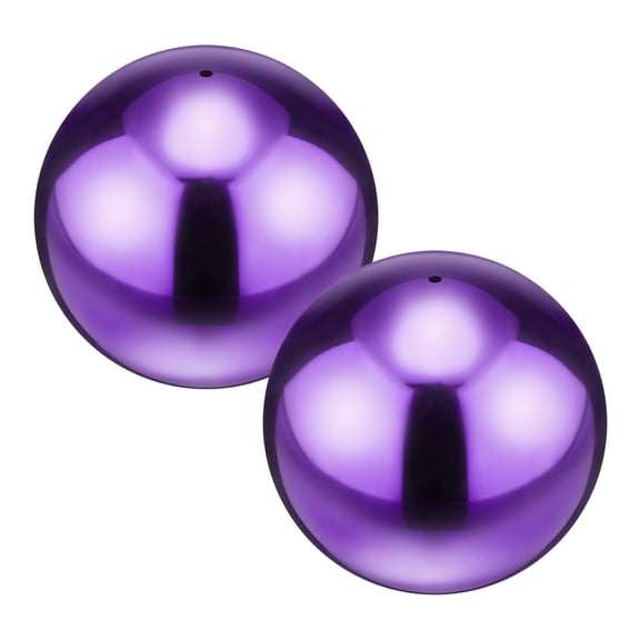 Uxcell 2-Pack Garden Gazing Globes Ball 4.7 Inch 201 Stainless Steel Hollow Mirror Ball for Home, Outdoor Gloss Purple