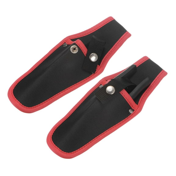 Uxcell 2-Pack Garden Pruner Sheath, Canvas Pruning Shears Sheath Plier Holder for Belt, Hand Pruner Sheath [Red-Black]