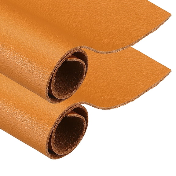 Uxcell 2 Pack Genuine Leather Sheet, 7.9" x 11.8" Cowhide Full Grain Leather Pieces, Pre Cut Sheets for Crafting, Sewing, Tooling, Sheath Making, Orange