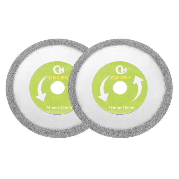 Uxcell 2 Pack Glass Cutting Disc for Angle Grinder, 3 Inch Diamond Cutting Disc, Ultra-Thin Saw Blade Wheel with 13/32" Arbor for Grinding Jade Crystal Tile Ceramic