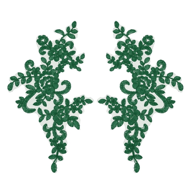 green lace dress accessories Uxcell 2 Pack Flower Appliques, 10 x 5 Inches 3D Embroidery Lace Patch Sewing Embellishments for Wedding Bridal Clothes DIY Crafts bedroom_25