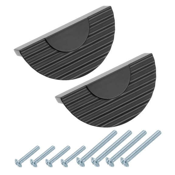 Uxcell 2 Pack Half Moon Cabinet Pull, 2.52" Hole Center Semicircle Drawer Pulls Zinc Alloy Cabinet Handles for Kitchen Cupboard Dresser Cabinet Hardware, Black