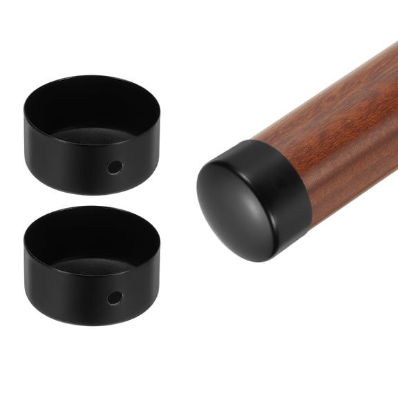 Uxcell 2 Pack Handrail End Caps, 45mm(1.77") Stainless Steel Round Handrail End Cover Hand Railing Fittings Protector for Wooden Staircase Handrails Guardrail Furniture, Black