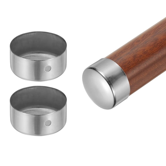 Uxcell 2 Pack Handrail End Caps, 45mm(1.77") Stainless Steel Round Handrail End Cover Hand Railing Fittings Protector for Wooden Staircase Handrails Guardrail Furniture, Steel Color