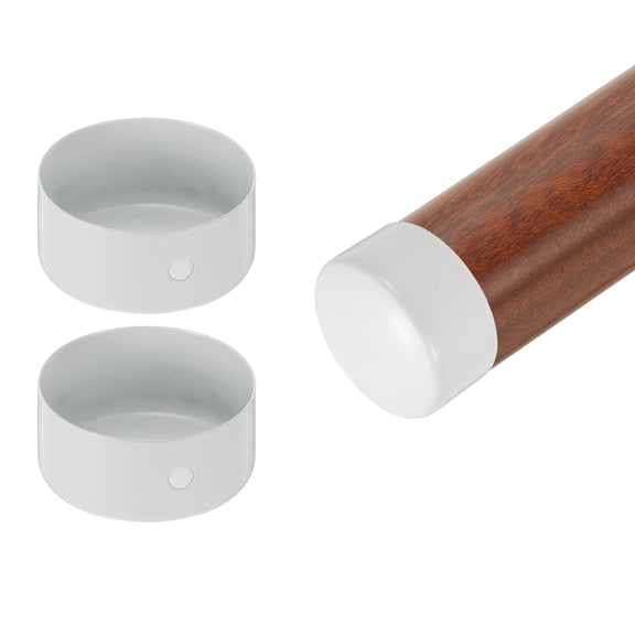 Uxcell 2 Pack Handrail End Caps, 45mm(1.77") Stainless Steel Round Handrail End Cover Hand Railing Fittings Protector for Wooden Staircase Handrails Guardrail Furniture, White
