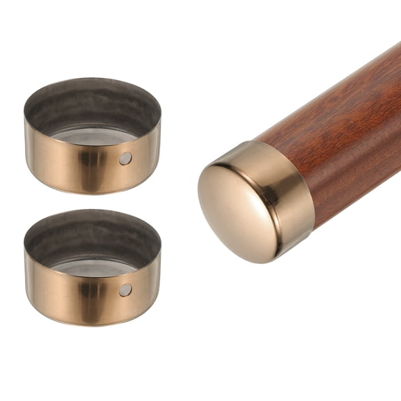 Uxcell 2 Pack Handrail End Caps, 50mm(1.97") Stainless Steel Round Handrail End Cover Hand Railing Fittings Protector for Wooden Staircase Handrails Guardrail Furniture, Rose Gold