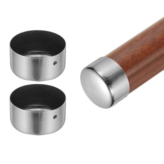 Uxcell 2 Pack Handrail End Caps, 60mm(2.36") Stainless Steel Round Handrail End Cover Hand Railing Fittings Protector for Wooden Staircase Handrails Guardrail Furniture, Steel Color