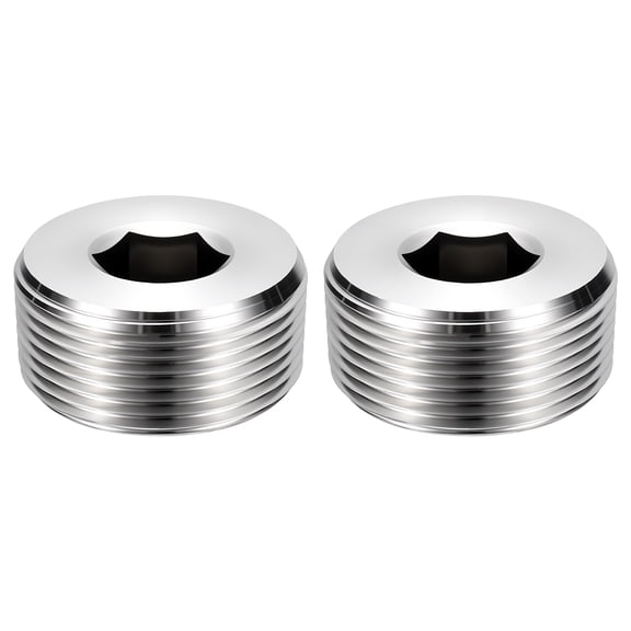 Uxcell 2 Pack Hex Head Socket Pipe Plug Fitting, 1 1/4" NPT Male Threaded End Cap, 304 Stainless Steel Hex Thread Pipe Fittings for Water Pump, Engine, Industrial Piping