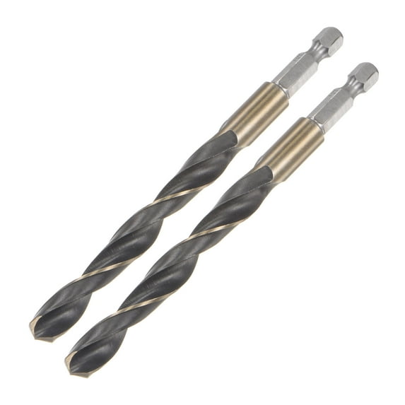 Uxcell 2 Pack High Speed Steel Twist Drill Bit, 9.5mm Drilling Dia. with 1/4 Inch Hex Shank 125mm Length