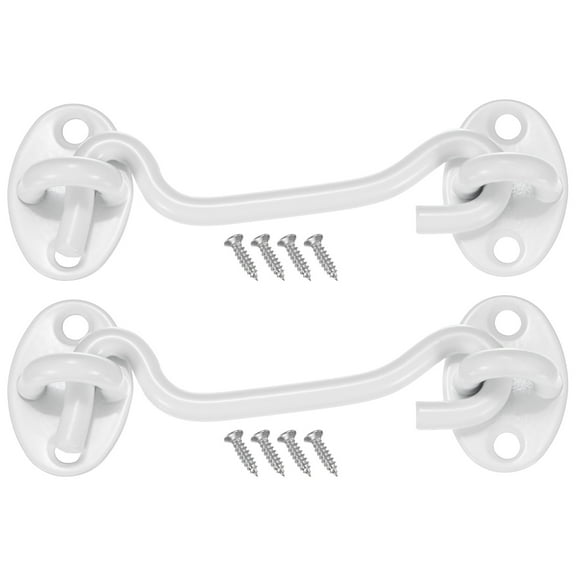 Uxcell 2-Pack Hook and Eye Latch for Door 4 Inch 201 Stainless Steel Hook and Eye Gate Latch for Gate/Window/Cabinet White
