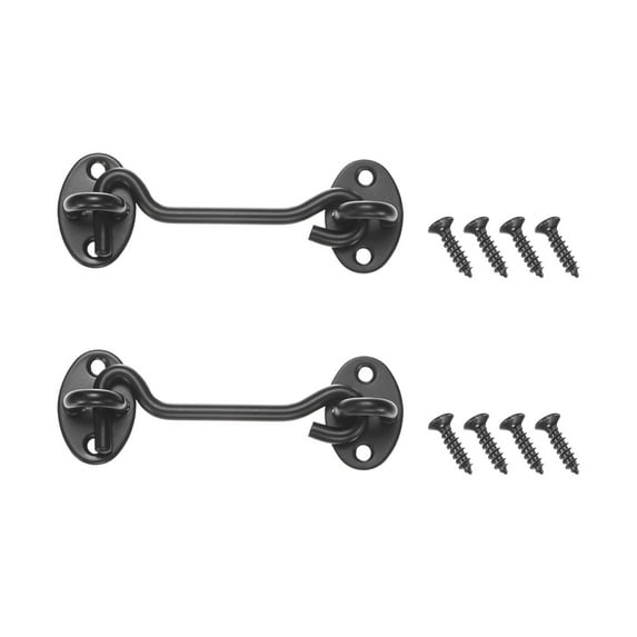 Uxcell 2-Pack Hook and Eye Latch for Door 4 Inch Stainless Steel Gate Latch Barn Door Lock Black Hook and Eye Gate Latch